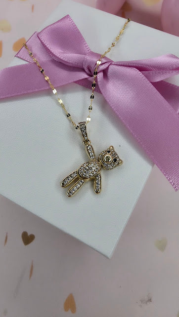 Gargantilla osito colgante En Oro De 10k