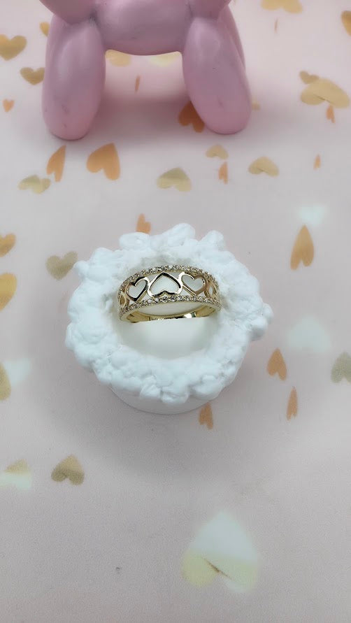 Anillo corazones reverso en Oro de 10k