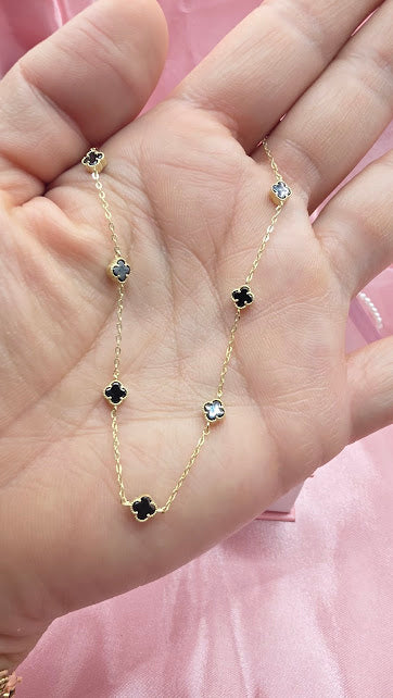 Gargantilla VC mini Negros En Oro De 10k