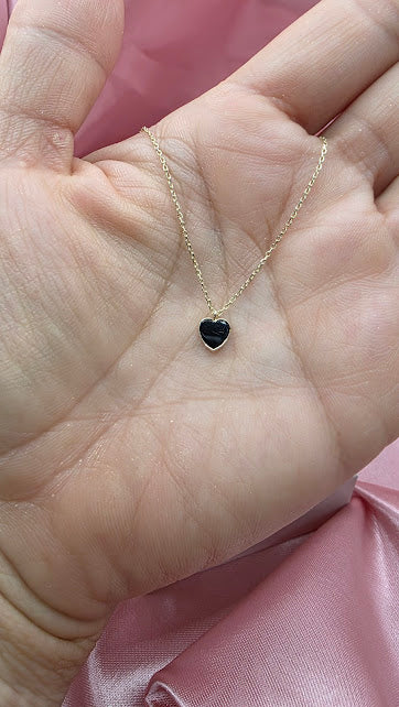 GARGANTILLA CORAZON NEGRO EN ORO DE 10K