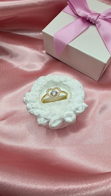 ANILLO CORAZON PIEDRAS EN ORO DE 10K