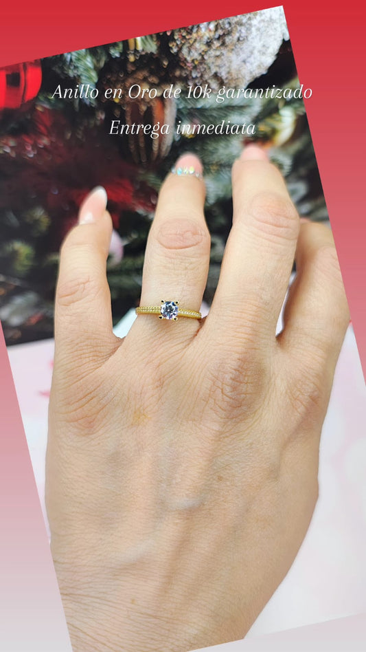 Anillo compromiso gota de oro 10k