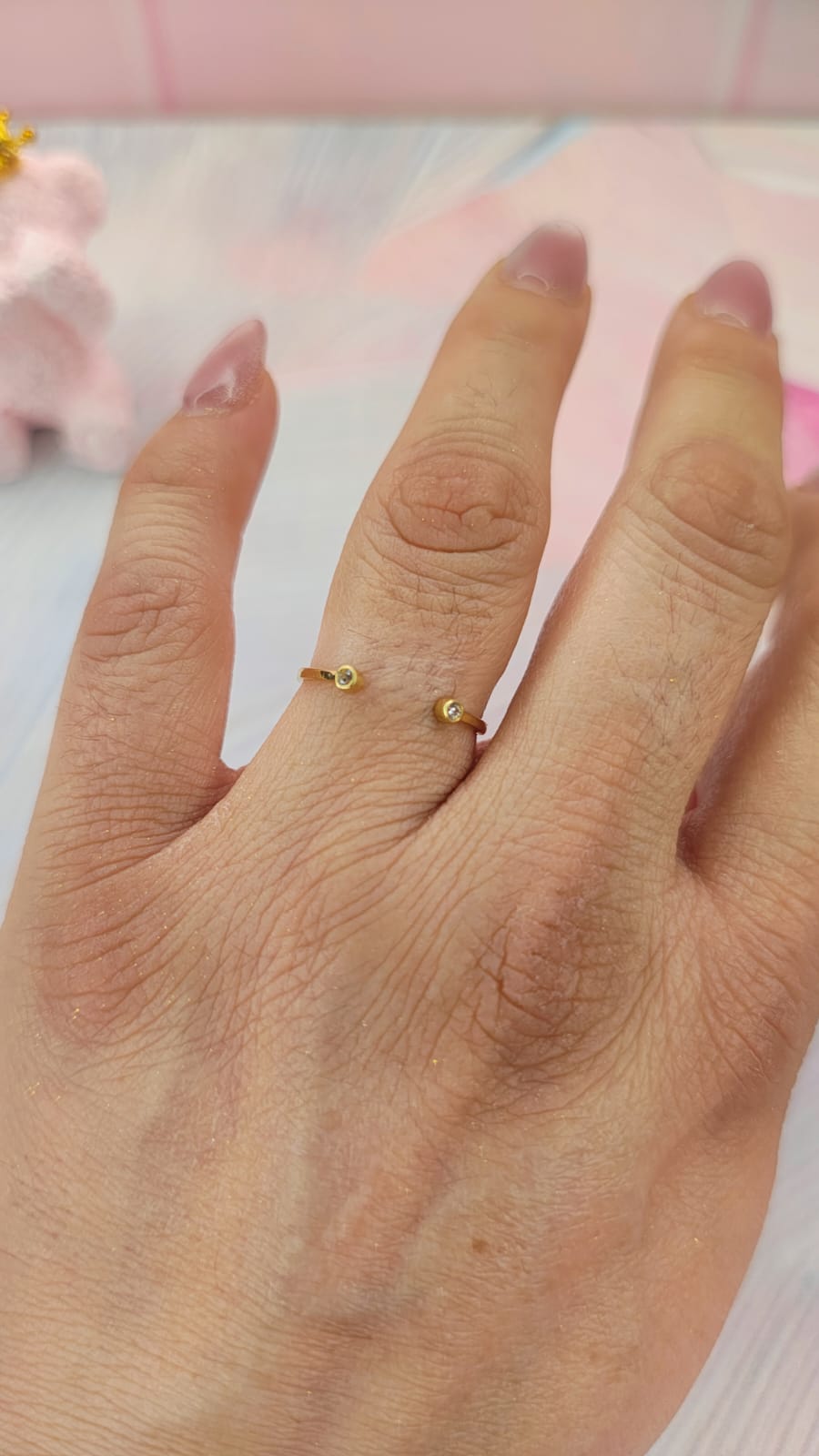 Anillo doble bisel ajustable en Oro de 10k