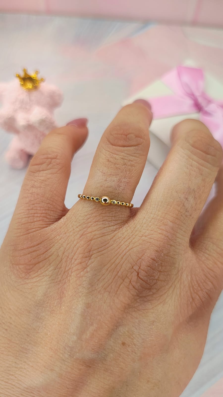Anillo bolitas lisas en Oro de 10k