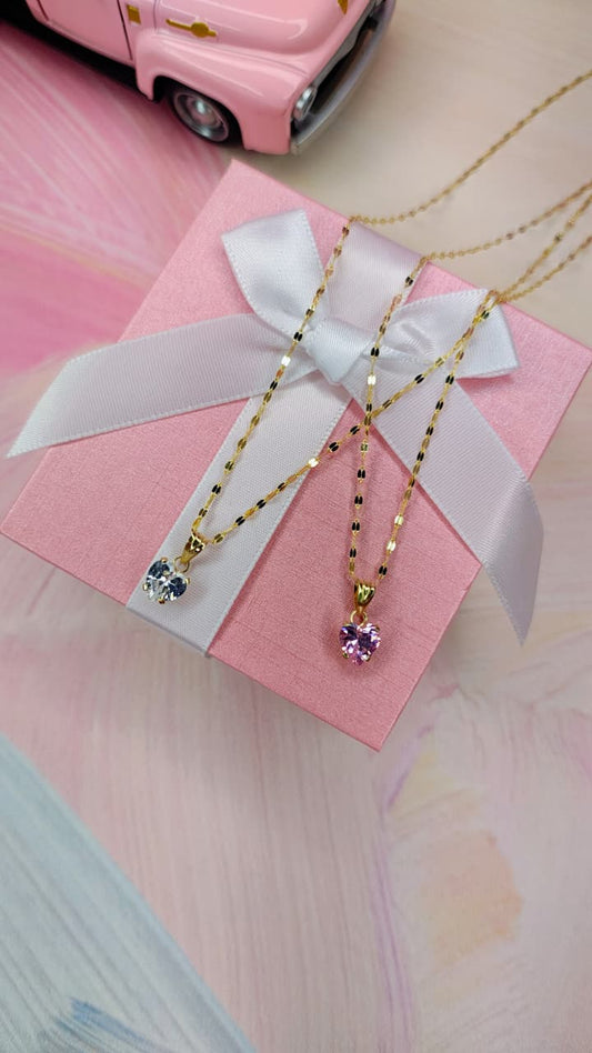 Gargantilla corazón uñas #7 en Oro e 10k