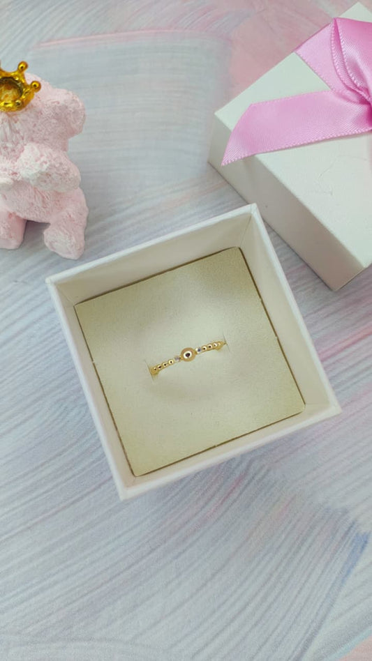 Anillo bolitas lisas  en Oro de 10k