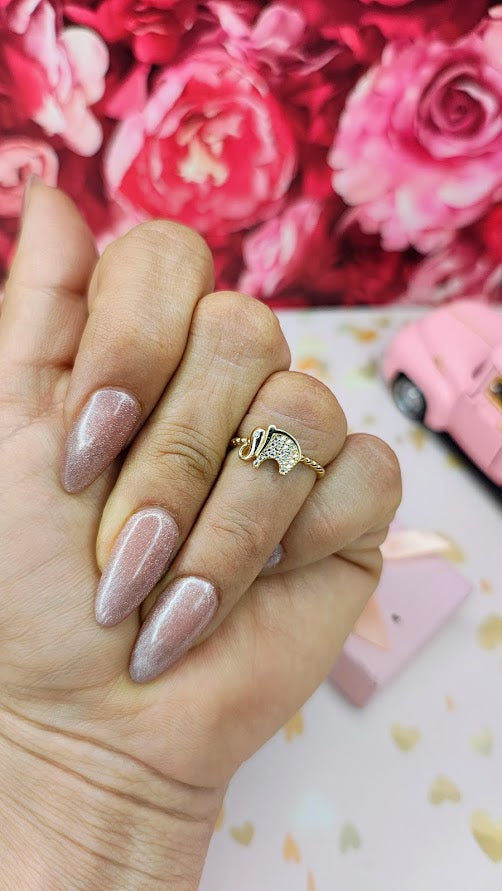 Anillo Elefante Piedras En Oro De 10k