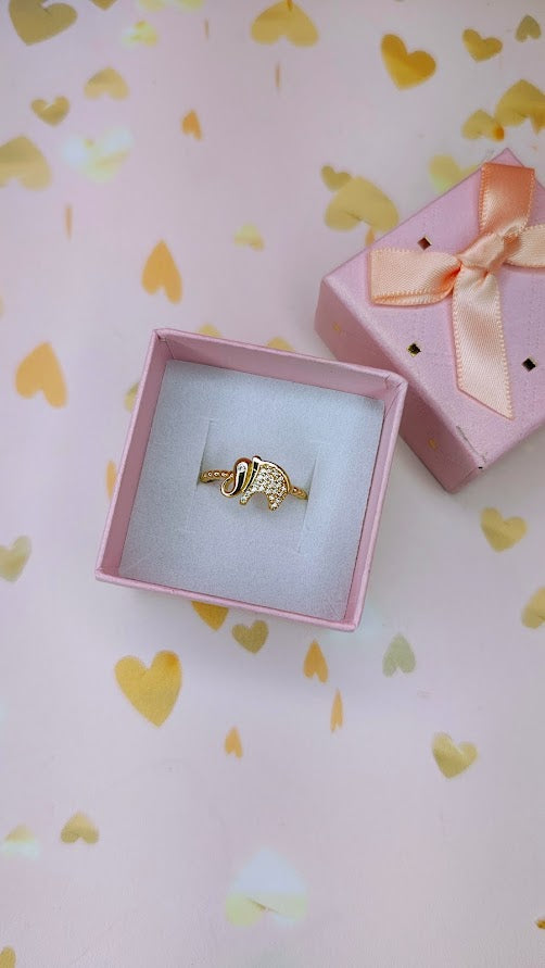 Anillo Elefante Piedras En Oro De 10k
