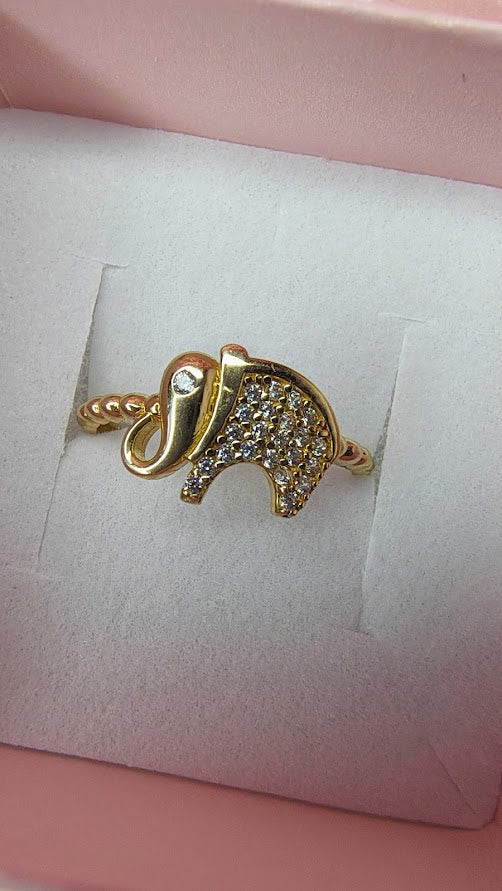 Anillo Elefante Piedras En Oro De 10k