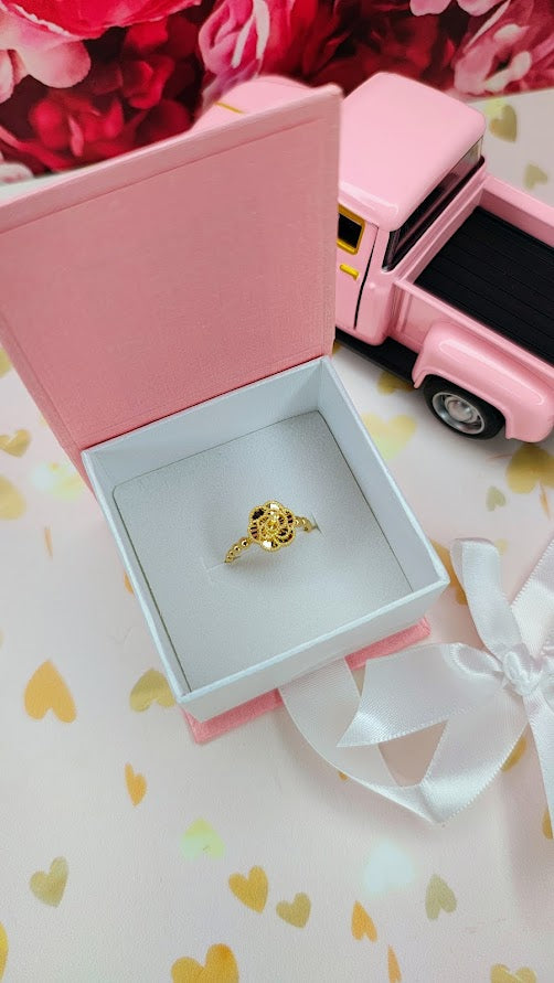 Anillo Rosa En Oro De 10k