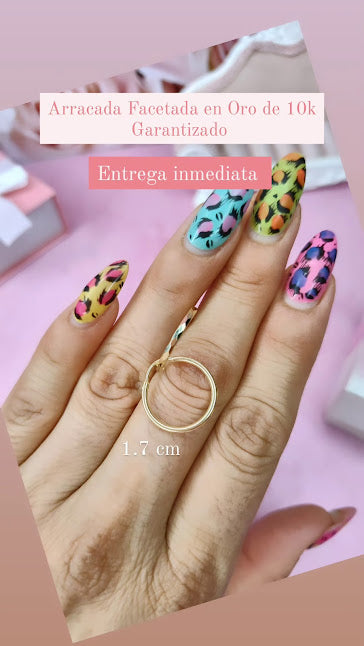 Arracada Facetada 1.7 En Oro 10k