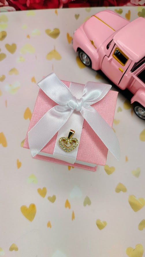 Dije corazón mini doble JD en Oro de 10k