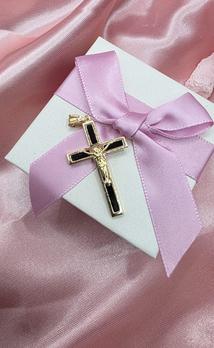 Dije Crucifijo Black grande en Oro de 10k