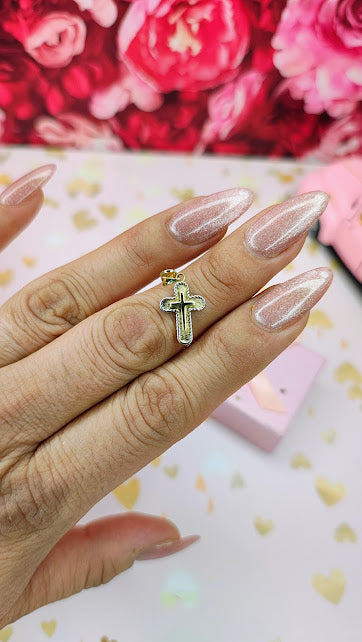 Dije Cruz Doble en Oro de 10k