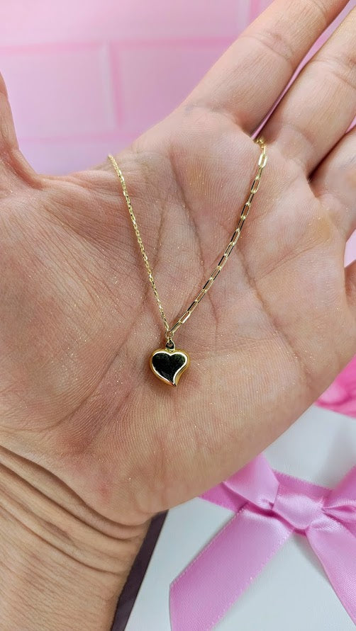 Gargantilla corazón eslabón mixto en Oro de 10k