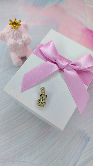 Dije osito corazón blu en oro 10k