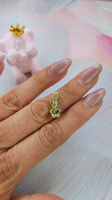 Dije osito corazón blu en oro 10k