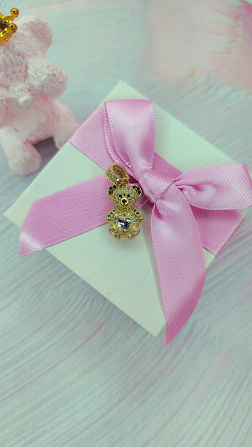 Dije osito corazón piedra en Oro de 10k