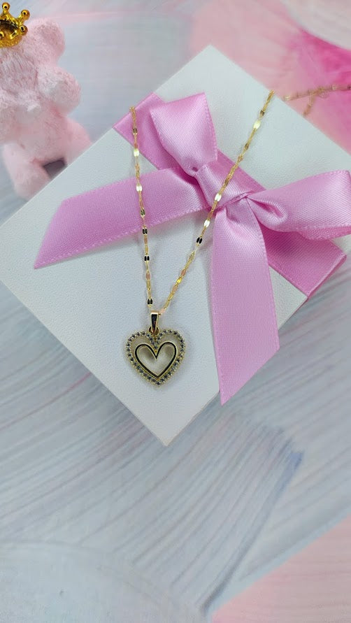 Gargantilla Corazon doble en Oro de 10k