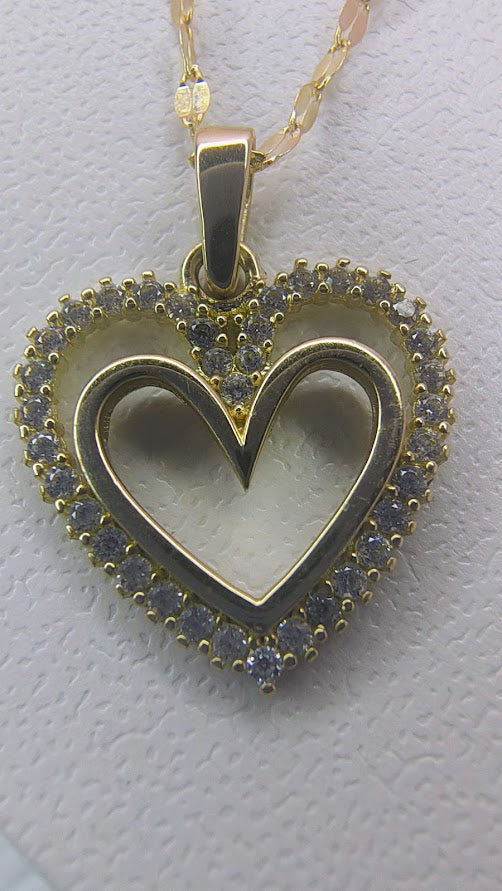 Gargantilla Corazon doble en Oro de 10k