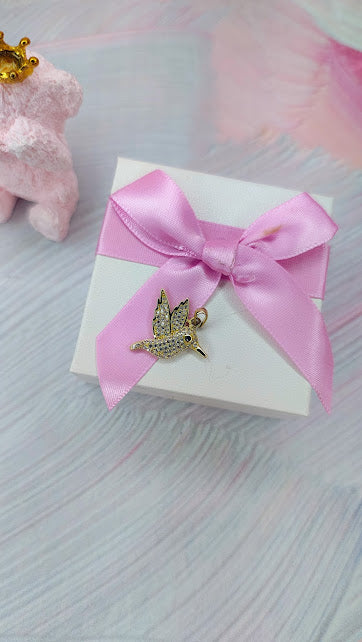 Dije colibrí circonia  en oro de 10k