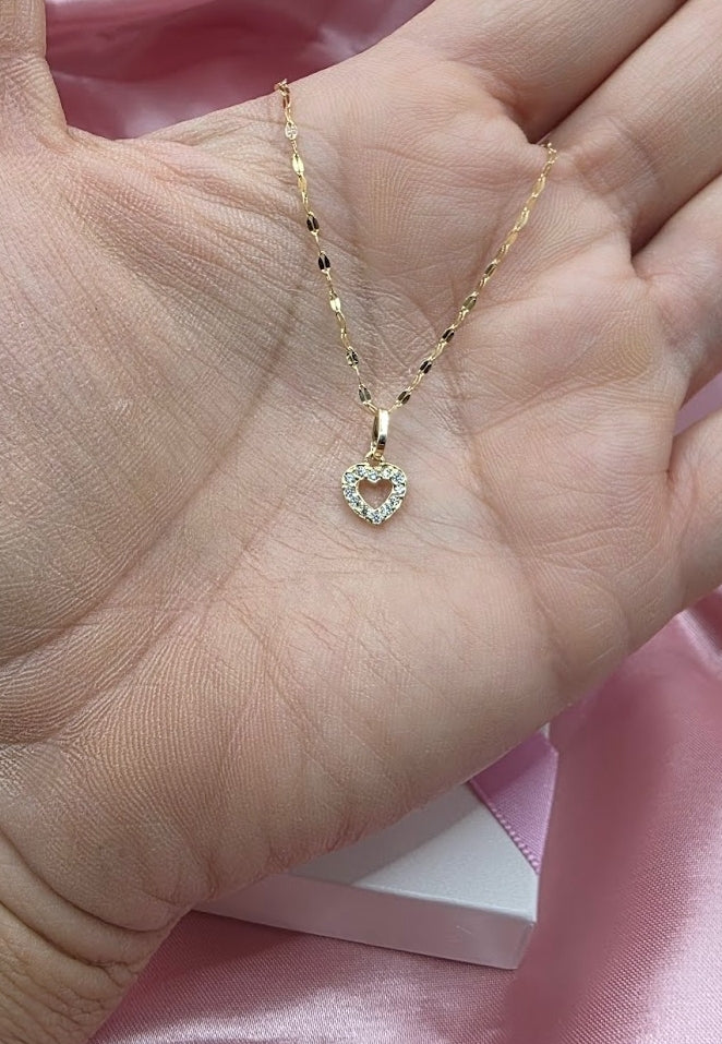 Gargantilla Corazon Mini Diamantado De Oro De 10k