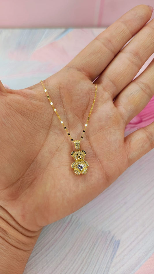 Gargantilla osito corazón piedra en Oro de 10k