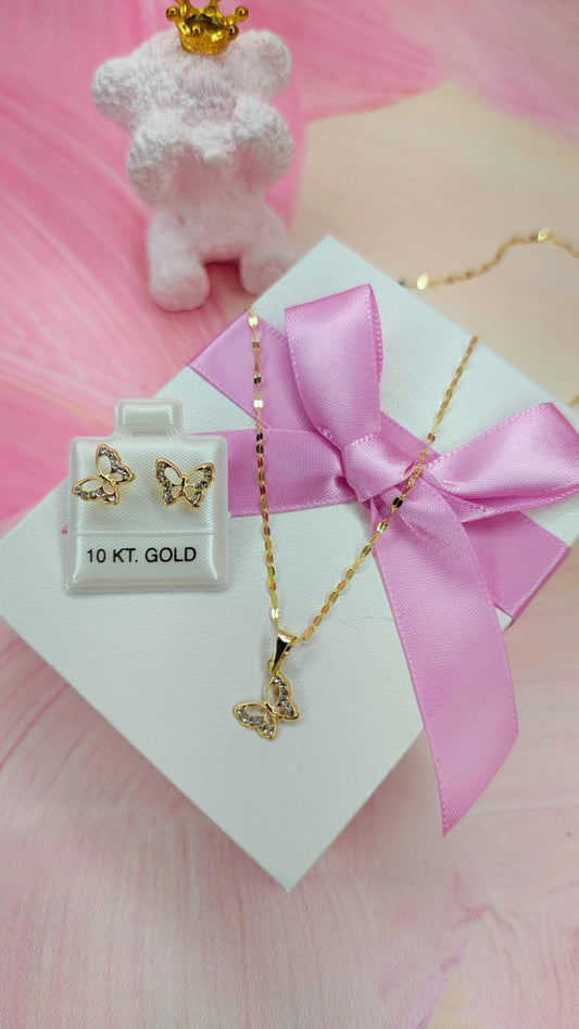 Set mariposa antifaz En Oro De 10k
