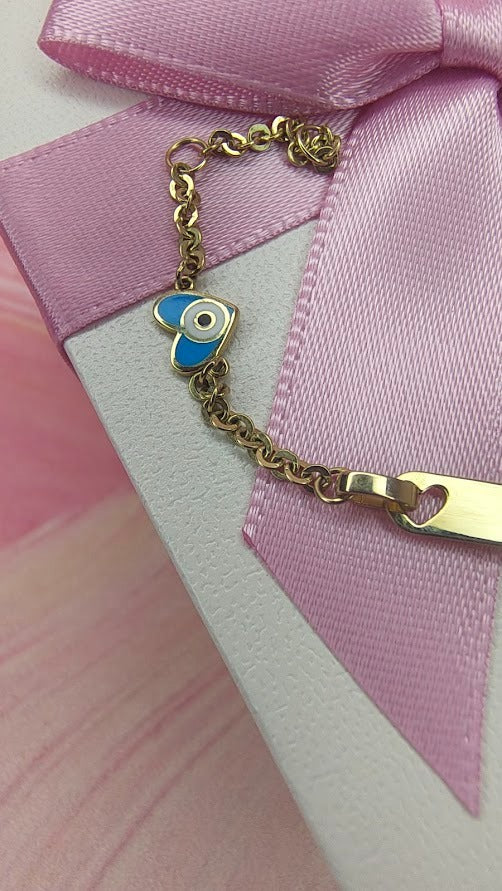 Esclava Corazón Ojito 14 cm en oro de 10k