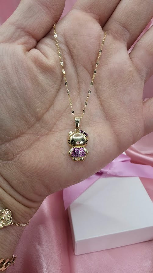 Gargantilla Kitty Inflada en Oro de 10k
