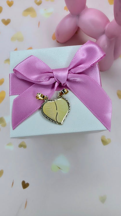 Dije corazón Mitad JD en oro 10k