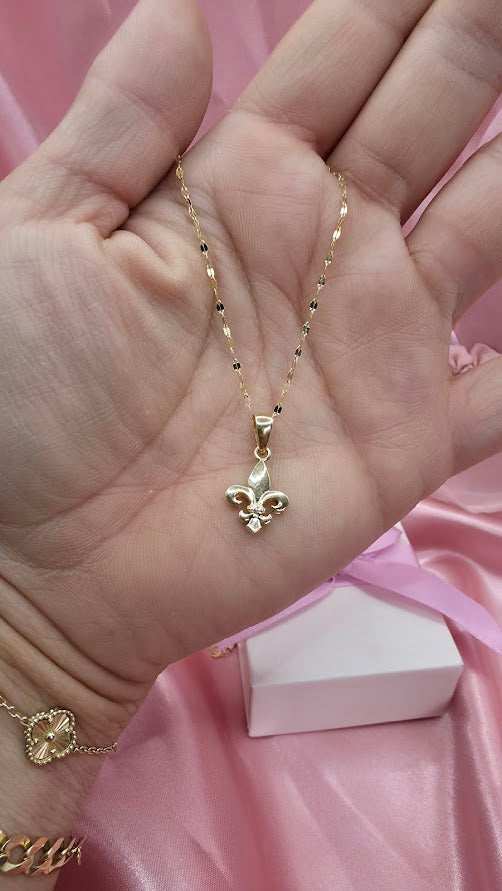 GARGANTILLA FLOR DE LIS DE ORO 10K 🩷