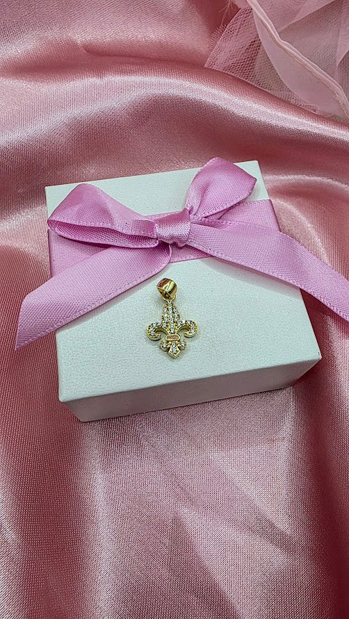 Dije Flor De Lis Piedras En Oro de 10k