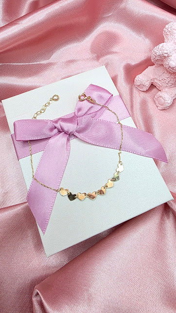 PULSO CORAZONES LISOS EN ORO DE 10K