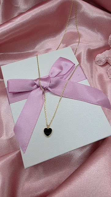 GARGANTILLA CORAZON NEGRO EN ORO DE 10K