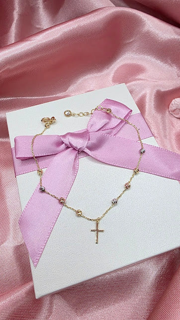 PULSO VIVIANAS CRUZ LISA EN ORO DE 10K