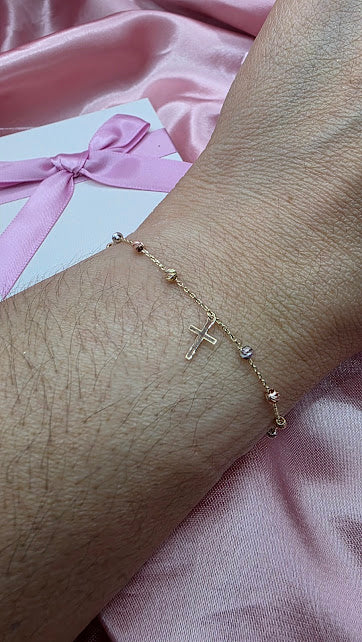 PULSO VIVIANAS CRUZ LISA EN ORO DE 10K