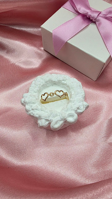 ANILLO CORAZONES SILUETA EN ORO DE 10K