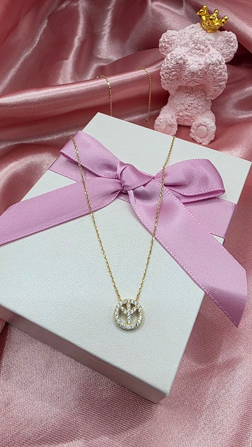 GARGANTILLA AMOR Y PAZ DE ORO 10K