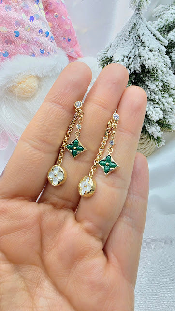 ARETE COLGANTE LV EN ORO DE 10K