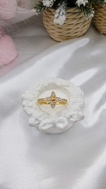 ANILLO FLOR LV GRANDE EN ORO DE 10K