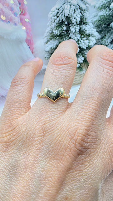 ANILLO CORAZON INFLADO EN ORO DE 10K