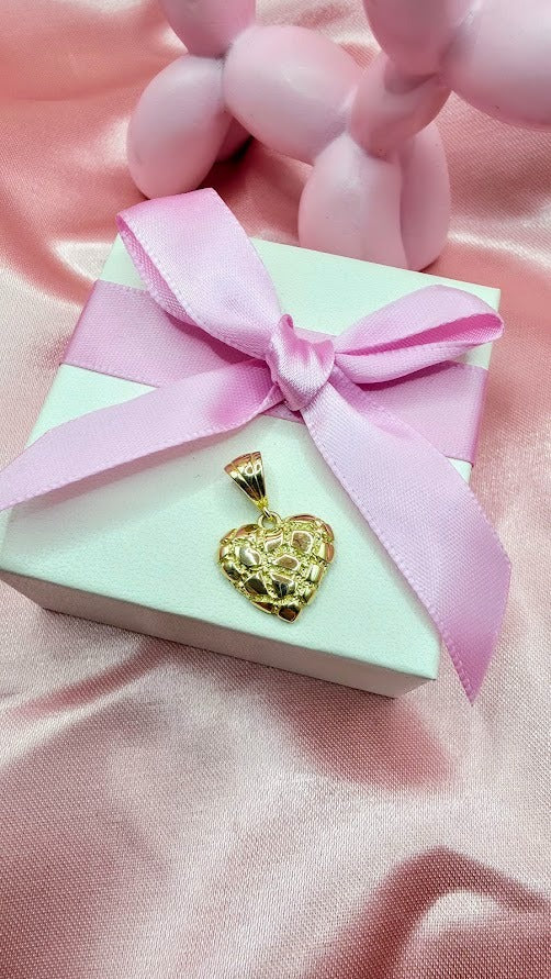Dije Corazón Piedra En Oro de 10k
