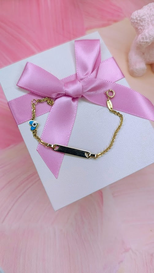 Esclava Corazón Ojito 14 cm en oro de 10k