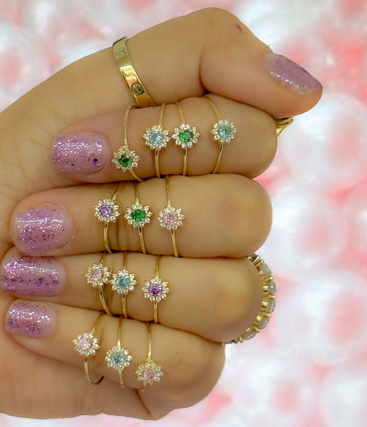 Anillo Flor Clavel De Oro 10k