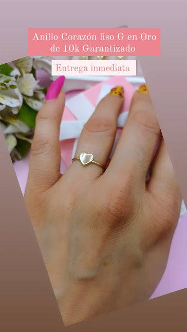 Anillo Corazón Liso M En Oro 10K