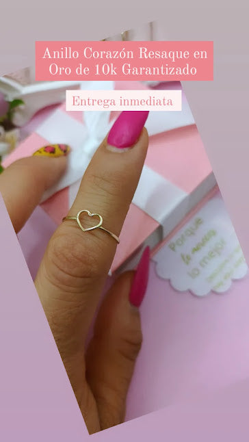 Anillo Corazón Resaque En Oro 10K