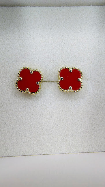 Aretes VC Rojos Ch En Oro De 10k