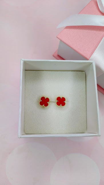 Aretes VC Rojos Ch En Oro De 10k