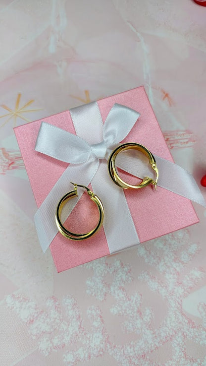 Arracadas dobles de 2.2 cm en oro de 10k